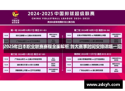 2025年日本职业联赛赛程全面解析 各大赛事时间安排详细一览